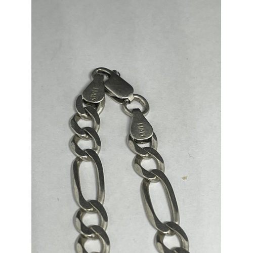 608 - A SILVER FIGARO NECKLACE LENGTH 20 INCHES