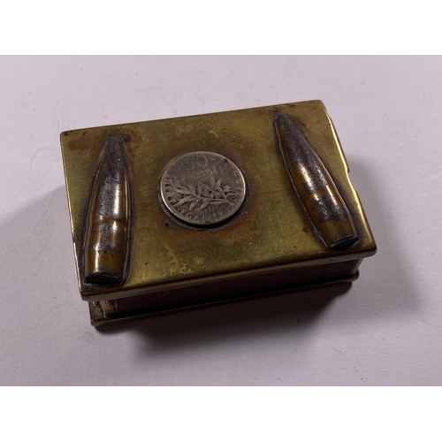 716 - A VINTAGE TRENCH ART MATCHBOX HOLDER