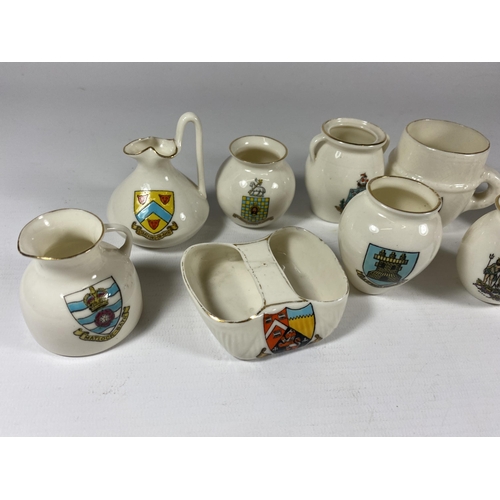 765 - TEN PIECES OF CRESTED WARE CHINA, W.H.GOSS ETC