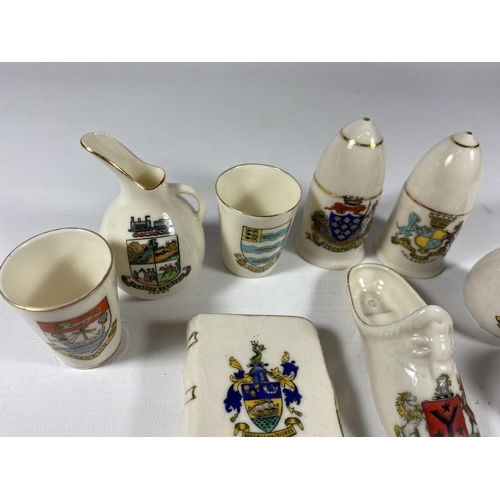 766 - NINE PIECES OF CRESTED WARE CHINA, CARLTON ETC