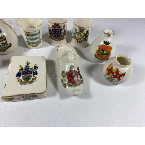 766 - NINE PIECES OF CRESTED WARE CHINA, CARLTON ETC