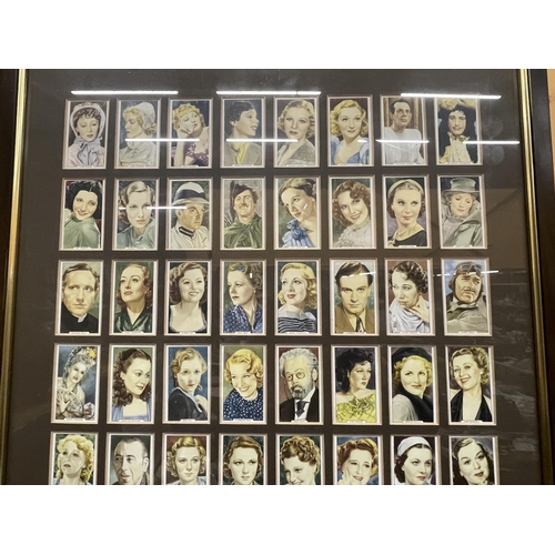 831 - A MAHOGANY FRAMED PICTURE CONTAINING CIGARETTE CARDS