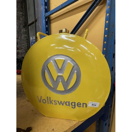 854 - A YELLOW VOLKSWAGON PETROL CAN