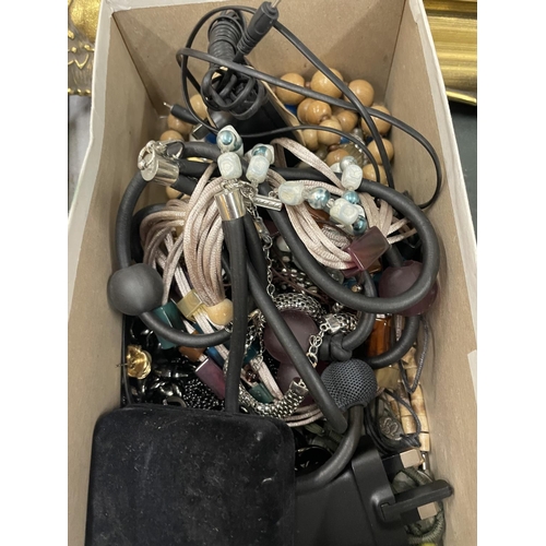 864 - A QUANTITY OF VINTAGE MOBILE PHONES PLUS COSTUME JEWELLERY