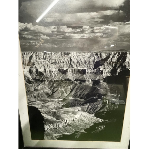 1108 - A LARGE PHOTOGRAPHIC BLACK AND WHITE PRINT OF THE GRAND CANYON, ARIZONA 70CM X 86CM