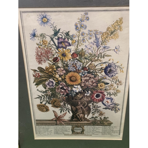 1154 - A FRAMED PRINT DEPICTING FLOWERS