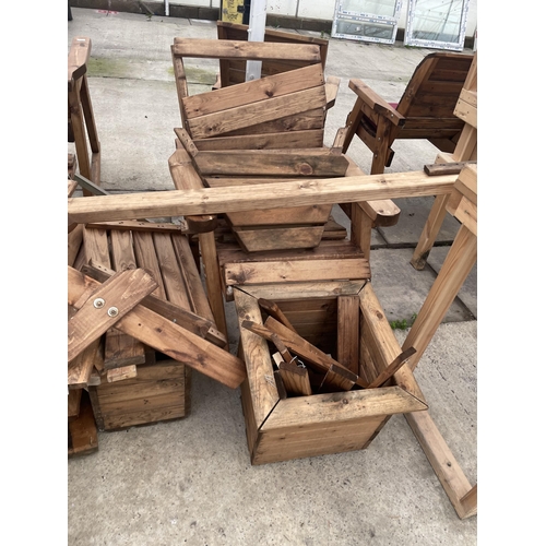 2015 - A LARGE QUANTITY OF TIMBER TO INCLUDE A CHAIR FOR REPAIR AND TWO PLANTERS *PLEASE NOTE FULL VAT ON T... 