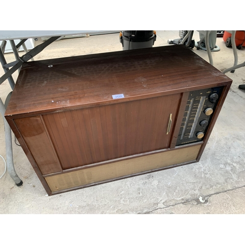 2123 - A RETRO TEAK FERGUSON STEREO WITH MONARCH RECORD DECK