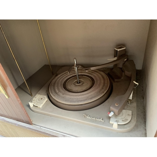 2123 - A RETRO TEAK FERGUSON STEREO WITH MONARCH RECORD DECK