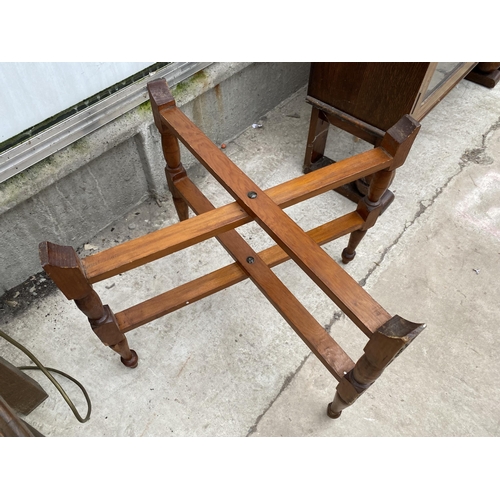 2229 - AN ASIAN FOLDING TABLE WITH EMBOSSED COPPER TOP, 24