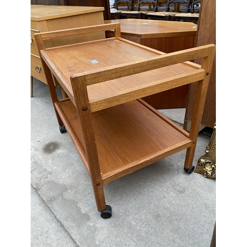 2408 - A RETRO TEAK TWO TIER TROLLEY