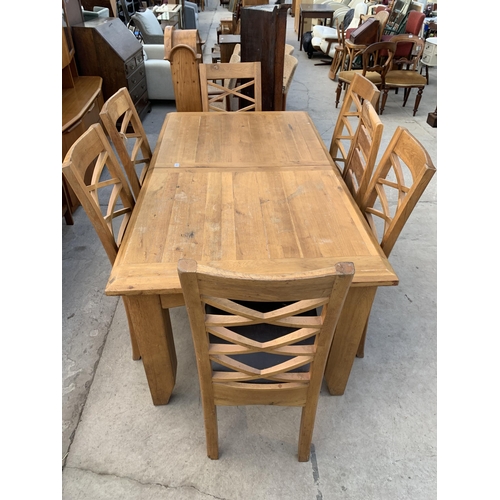 2465 - A MODERN OAK EXTENDING DINING TABLE, 70X38