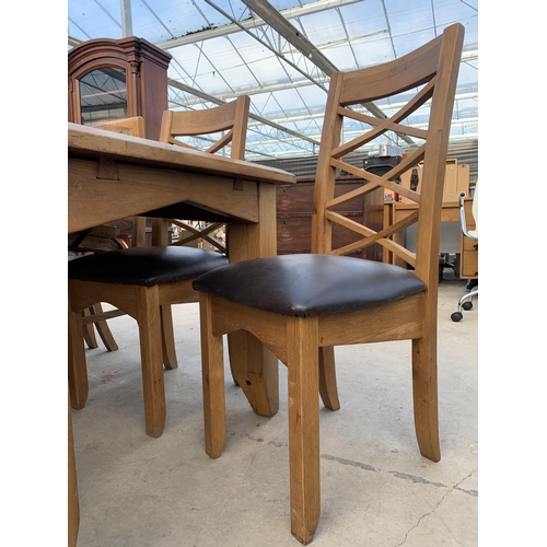 2465 - A MODERN OAK EXTENDING DINING TABLE, 70X38