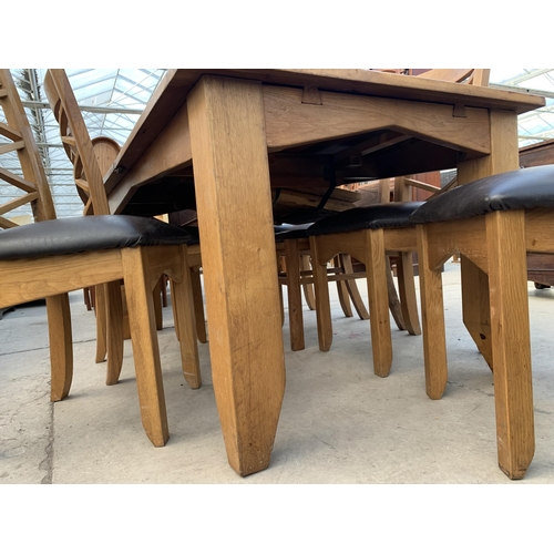 2465 - A MODERN OAK EXTENDING DINING TABLE, 70X38