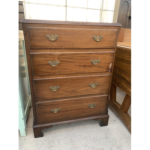 2491 - A MID 20TH CENTURY MAHOGANY CHEST OF FOUR DRAWERS, 25