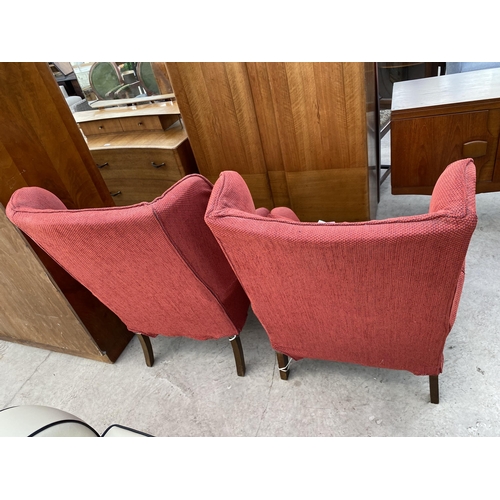 2538 - TWO MODERN SIMILAR WING BACK FIRESIDE CHAIRS