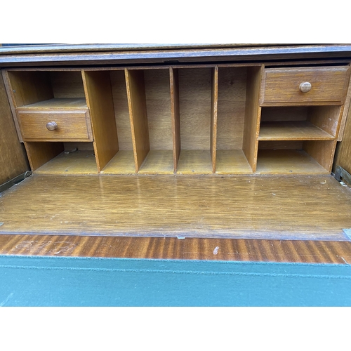 2635 - A MID 20TH CENTURY WALNUT BUREAU ON CABRIOLE LEGS, WITH BALL AND CLAW FEET, 30