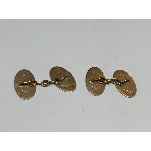 549 - A PAIR OF VINTAGE 9CT YELLOW GOLD CUFFLINKS, WEIGHT 4.25G