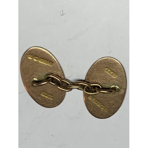 549 - A PAIR OF VINTAGE 9CT YELLOW GOLD CUFFLINKS, WEIGHT 4.25G