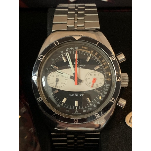 629 - A BREITLING SPRINT CHRONOGRAPH SURFBOARD WATCH WITH BOX