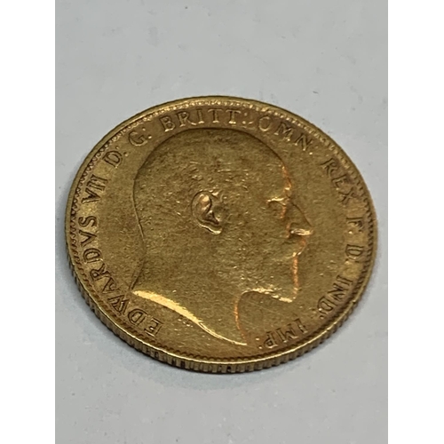 535 - AN EDWARD VII 1904 GOLD SOVEREIGN WITH EPHEMERA