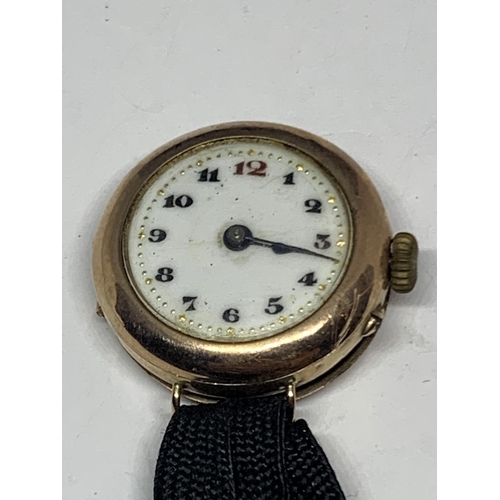 563 - A VINTAGE SWISS 9CT YELLOW GOLD CASED LADIES WATCH, A/F