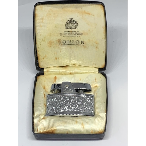 591 - A RONSON CIGARETTE LIGHTER AND CASE