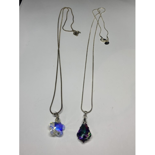 610 - TWO SILVER NECKLACES WITH PENDANTS