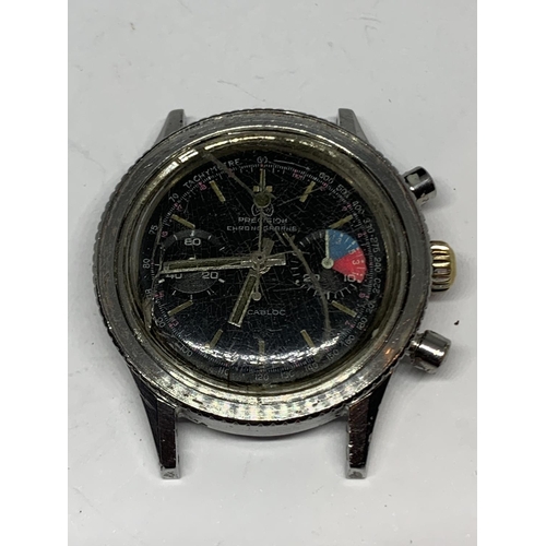 630 - AN OLLECH AND WAJS PRECISION CHRONOGRAPH 1970'S DIVERS WATCH (NO STRAP)