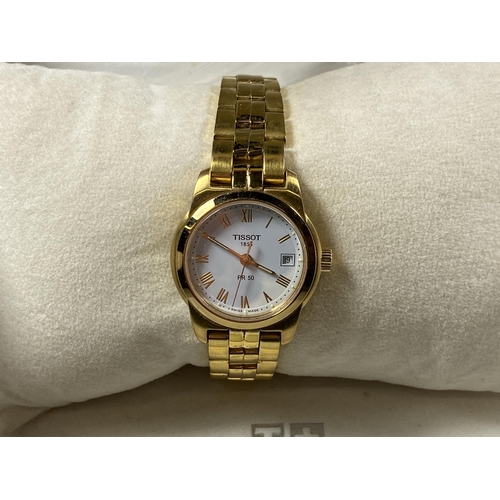 479 - A BOXED LADIES TISSOT PR50 DATE WATCH