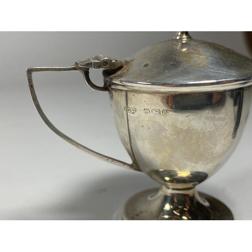 646 - A BIRMINGHAM HALLMARKED SILVER LIDDED MUSTARD POT