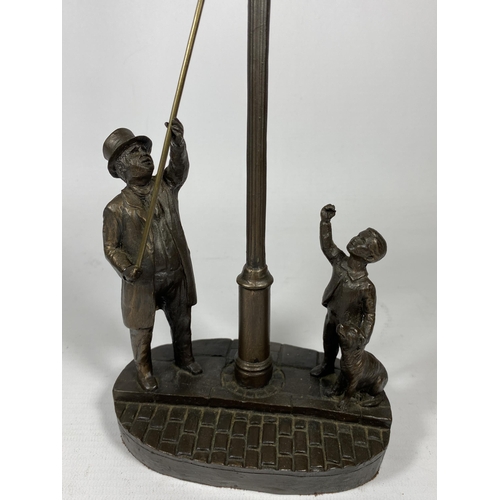 33 - A B.A ORMOND LIMITED EDITION BRONZE EFFECT MODEL OF A LAMPLIGHTER, HEIGHT 26CM