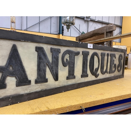 36 - AN ANTIQUES ILLUMINATED BOX SIGN, 89 X 22 X 12CM