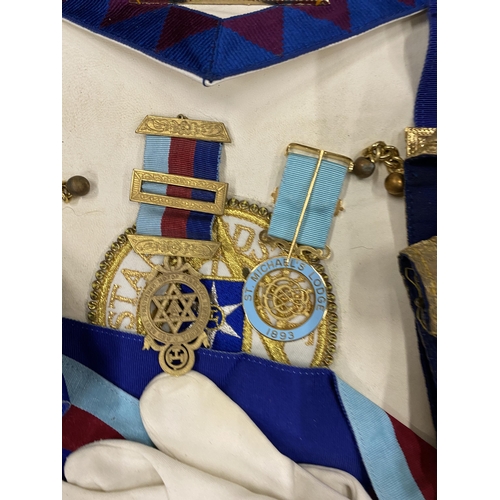 42 - A COLLECTION OF STAFFORDSHIRE MASONIC ITEMS TO INCLUDE A SILVER ST MICHAELS MEDAL, FURTHER GILT MEDA... 