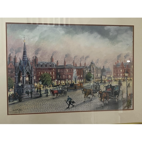 43 - A BERNARD MCMULLEN, BRITISH, (1952-2015) NORTHERN ART PASTEL OF MANCHESTER PICCADILY, SIGNED LOWER L... 