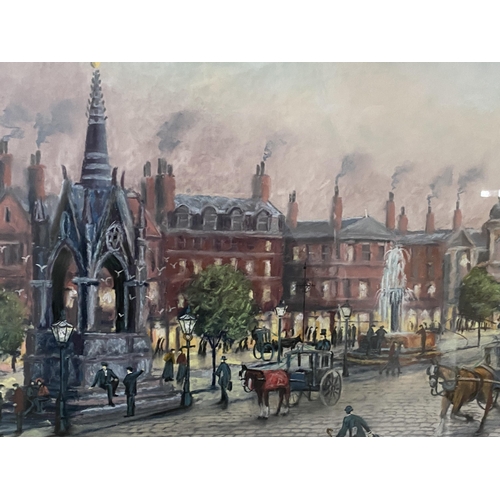 43 - A BERNARD MCMULLEN, BRITISH, (1952-2015) NORTHERN ART PASTEL OF MANCHESTER PICCADILY, SIGNED LOWER L... 