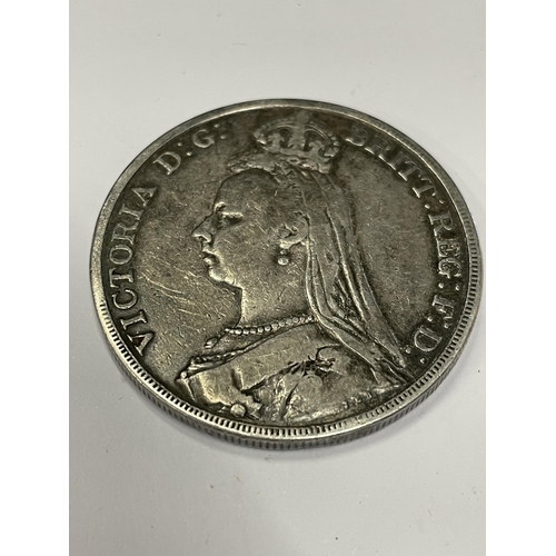 664 - A VICTORIAN SILVER CROWN 1889