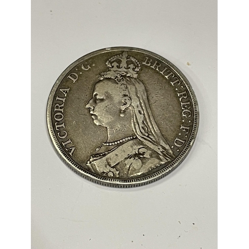 665 - A VICTORIAN SILVER CROWN 1889