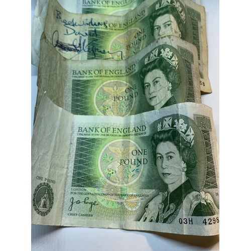 685 - SEVEN VARIOUS ONE POUND NOTES