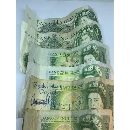 685 - SEVEN VARIOUS ONE POUND NOTES