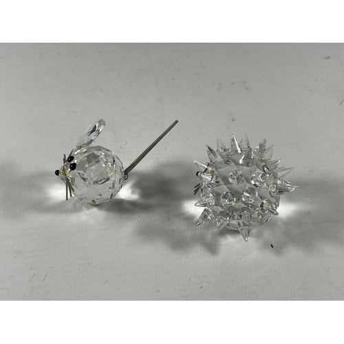 764 - TWO SWAROVSKI CRYSTAL GLASS ANIMAL PAPERWEIGHTS