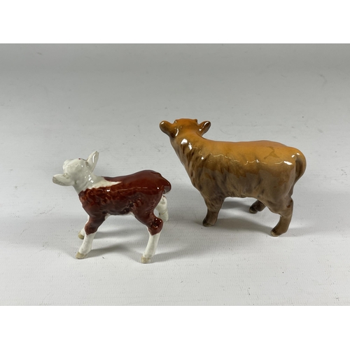 803 - TWO BESWICK CALF MODELS TO INCLUDE HIGHLAND EXAMPLE (ONE A/F)