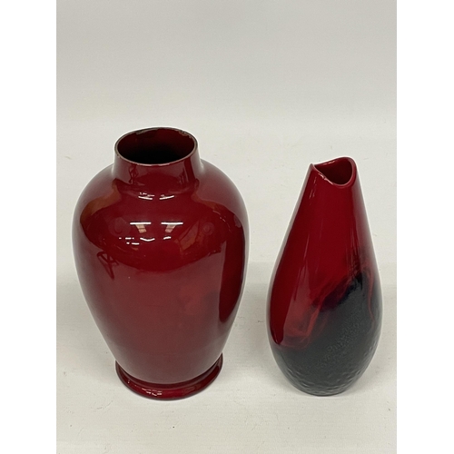 824 - TWO FLAMBE VASES TO INCLUDE ROYAL DOULTON FLAMBE EXAMPLE