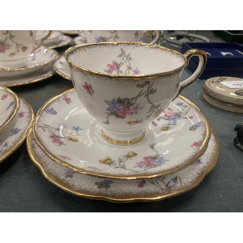 108 - A ROYAL STAFFORD 'VIOLETS POMPADOUR' TEASET TO INCLUDE A CAKE PLATE, CUPS, SAUCERS, SIDE PLATES, SUG... 