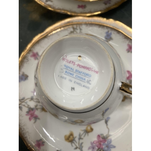 108 - A ROYAL STAFFORD 'VIOLETS POMPADOUR' TEASET TO INCLUDE A CAKE PLATE, CUPS, SAUCERS, SIDE PLATES, SUG... 