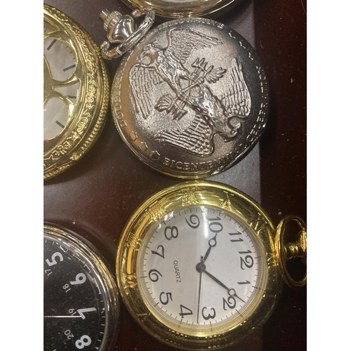 133 - A QUANTITY OF VINTAGE STYLE POCKET WATCHES IN A WOODEN CASE - 15 IN TOTAL