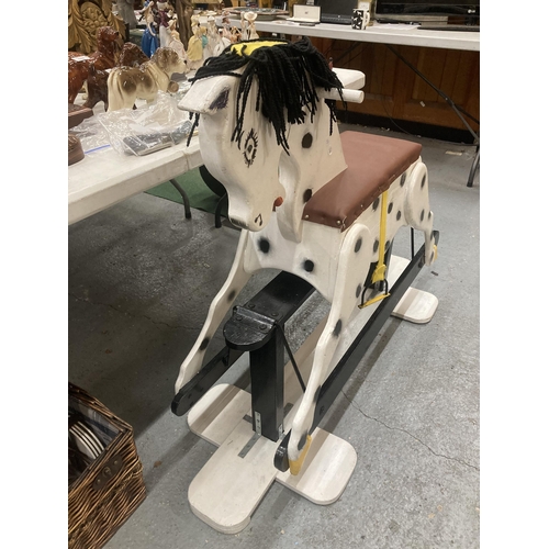 146 - A LARGE WOODEN ROCKING HORSE, HEIGHT TO SEAT APPROX 63CM LENGTH 124CM