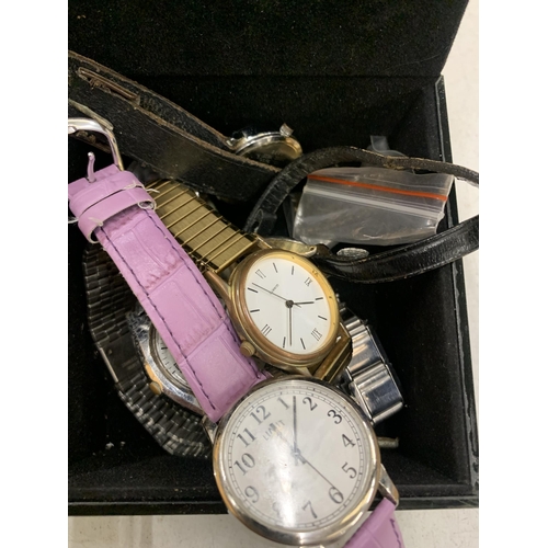 236 - THREE DECORATIVE BOXES CONTAINING A QUANTITY OF COSTUME JEWELLERY TO INCLUDE WATCHES LIMIT, TIMEX, E... 