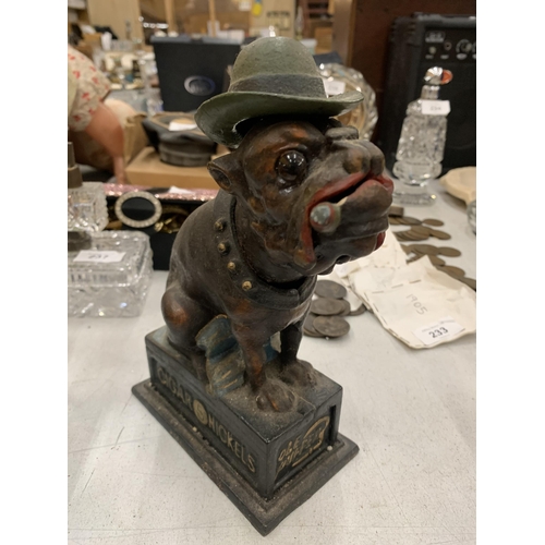 242 - A VINTAGE STYLE CAST 'OLE PUFFER' DOG MONEY BANK