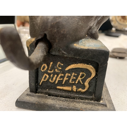 242 - A VINTAGE STYLE CAST 'OLE PUFFER' DOG MONEY BANK